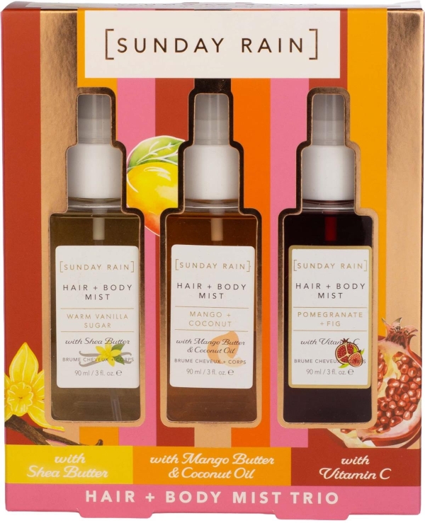 Sunday Rain Hair and Body Mist Trio