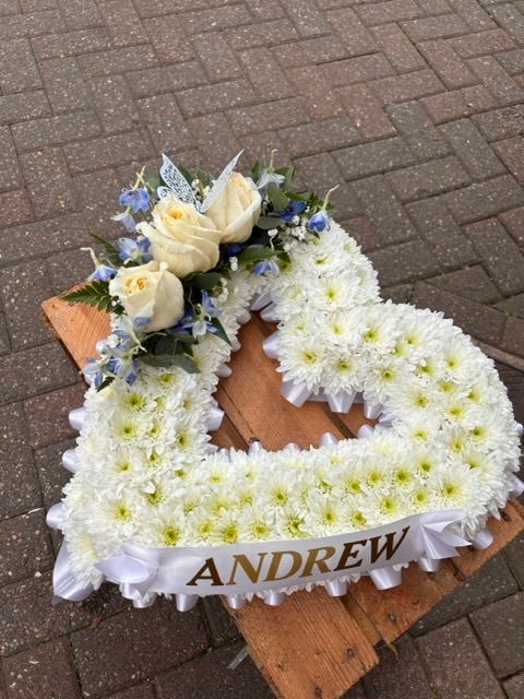 Blue and White Chrysanthemum Open Heart