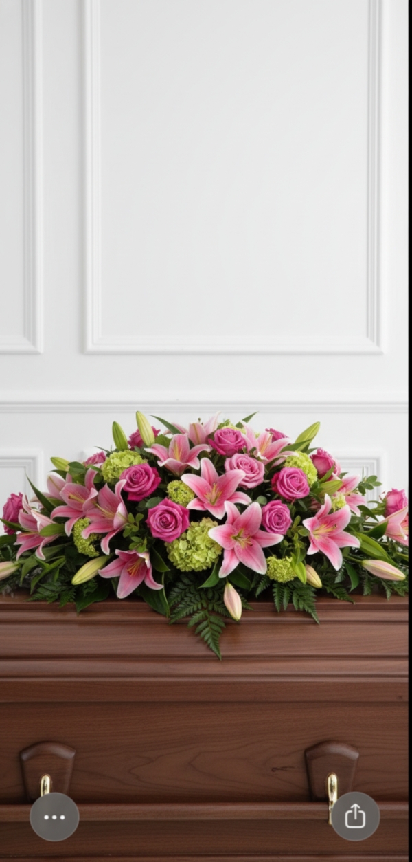 Pink Lily Coffin Spray