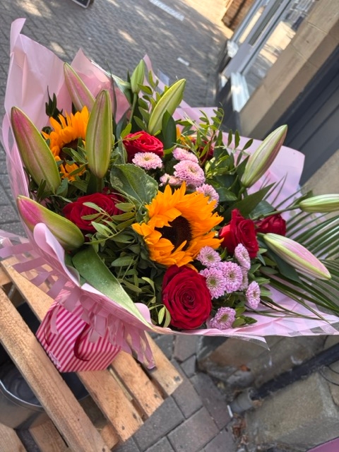 Sunflower, Lily and Rose