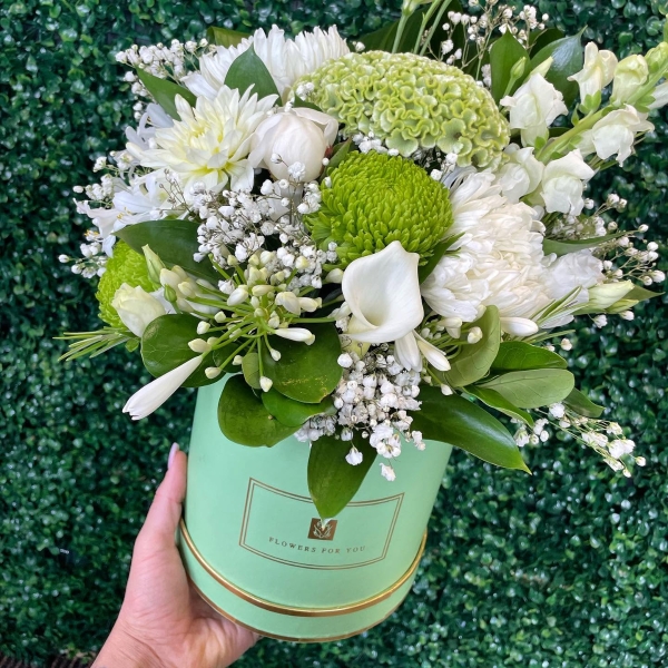 White and Green Hat box