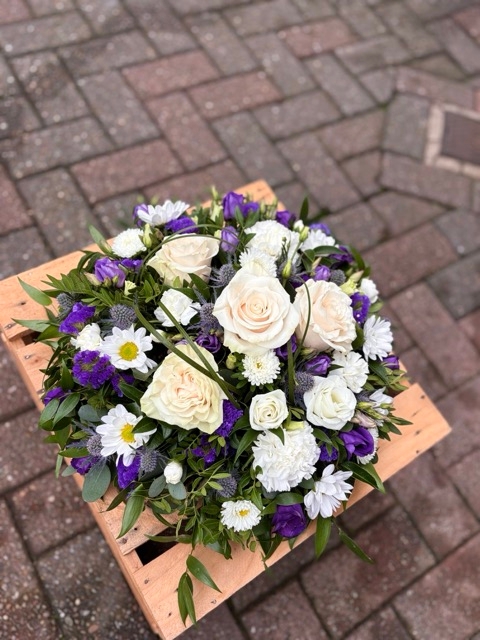 White Rose Posy With Purples
