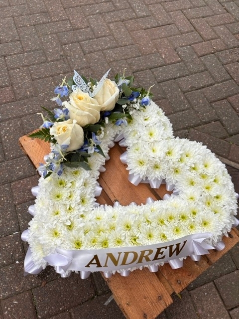 Blue and White Chrysanthemum Open Heart