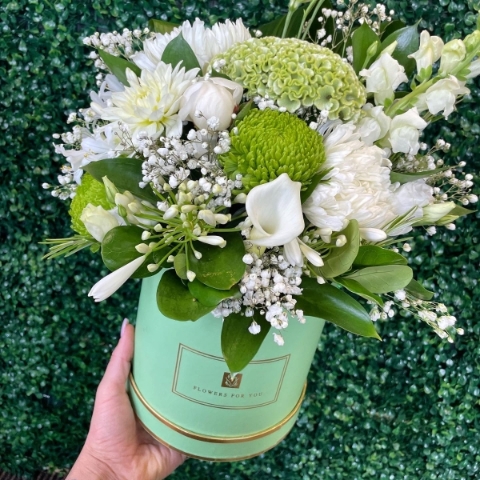 White and Green Hat box